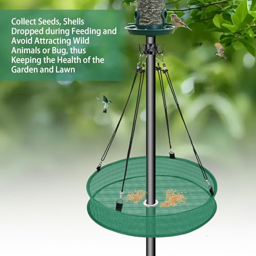 Lettry 20'' Bird Seed Catcher Tray for Pole Mounted Bird Feeder, Birdseed Hoop with Holes Fits 1'' Pole for Birds Feeders Outdoors, Backyard, Garden (1)