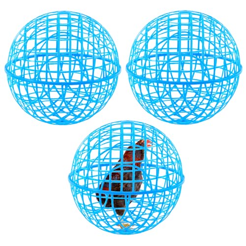 AceOrbit 3 Pack Rolling Chicken Ball Cage, 2026 Mobile Mesh Poultry Coop Ball for Free Range, Safety Globe Hutch for Chicks, Ducklings & Small Pets Outdoor Exercise and Roaming(18.9 Inch,Blue) - color: blue, size: 18.9 Inch
