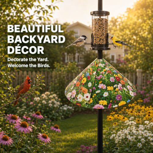 Floral Pattern Squirrel Baffle - Keep Squirrels Away and Attract Birds - Durable Cone - Shaped Squirrel - Proof Guard for Bird Feeders