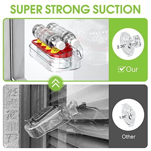 Redboat 2 Pack Window Hummingbird Feeder | Strong Suction Cup Hummingbird Feeder with 4 Feeding Ports, Easy to Clean and Refill Plastic Humming Bird Feeder,Gifts,10oz - size: 2 PC