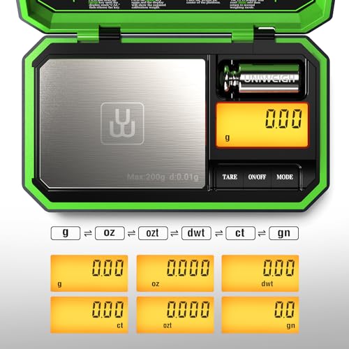 Digital Pocket Scale 200g/0.01g, Digital Scale Grams Precision | Jewelry Scale,Coins Scale with 50g Cal Weights for Powder,small items,Tea,Jewelry,Coins (Battery Included)-Fluorescent Green - color: Fluorescent Green
