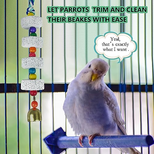 Parrot Chewing Toy with Bell - Bird & Parakeet Beak Grinding Stone - 3 Pack