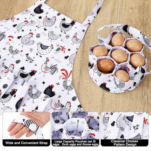 Egg Collecting Apron and Basket, Egg Apron for Fresh Eggs | 12 Pouches Chicken Egg Apron with 2 pockets, 7 Pouches Egg Basket, for Chicken, Duck, Goose, Bird, Various Poultry Collection