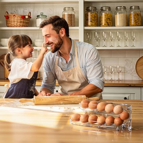 Egg Holder for Fridge, FIFO Egg Roller for Eggs 12 Count, Clear | Auto Rolling Egg Storage Organizer Container, Dispenser for Refrigerator, Space Saving - size: 1 Pack