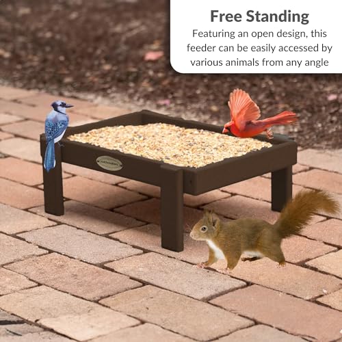 DutchCrafters Amish American Made Platform Bird Feeder, Free Standing Ground Bird Feeders for Outdoors, with Raised Seed Tray for Wild Birds, Chicken, Squirrel, Gift for Birdwatchers (Milwaukee Brown) - color: Milwaukee Brown