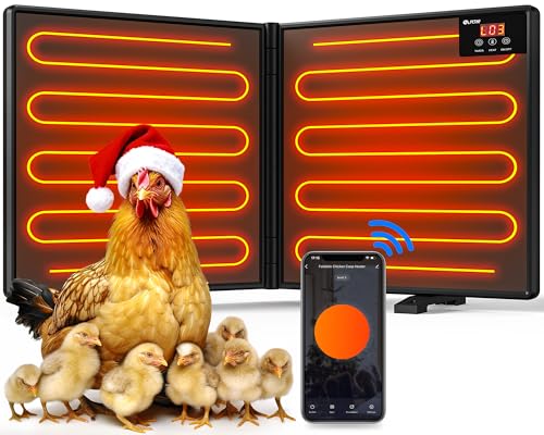 Chicken Coop Heater for Winter with Remote APP Control, 30''x12'' Large Foldable Chicken Heaters Warmer Inside Coop with Adjustable Timer Temp, 180W Safe Flat Panel Radiant Heater for Chickens Coops - color: Black 2G-APP