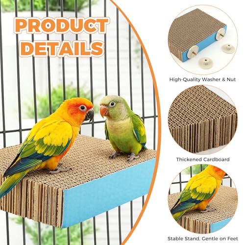 7.9 Inch Shreddable Bird Cardboard Platform, Foot Grinding and Chew Toy for Parrot Cages, Cage Mounted Paper Toys for Budgies, Lovebirds, Cockatiels & Conures, Supports Beak Health