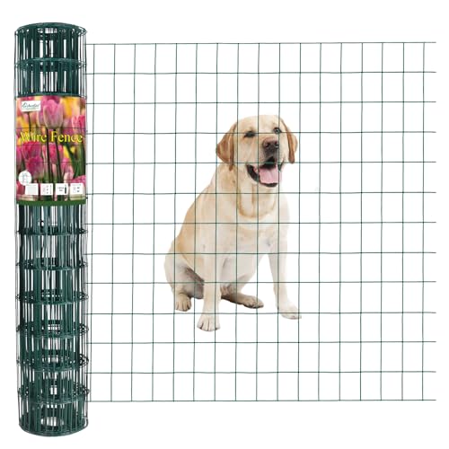 Green PVC Coated Welded Wire Fence 36" x 25' Roll, 2"x3" Mesh, 16 Gauge | Vinyl Coated Garden Fencing, Yard & Pet Barrier, Chicken Wire Fencing, Dog Enclosure Mesh, Vegetable Plant Protector - color: Green, size: 2''x3'' 16GA 36''x25'