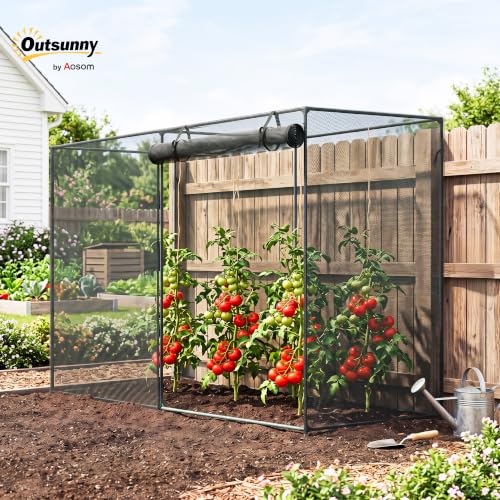 Outsunny 6' x 3' x 5' Crop Cage, Plant Protection Tent, Black | Zippered Doors, for Vegetable Garden Backyard Outdoor Use