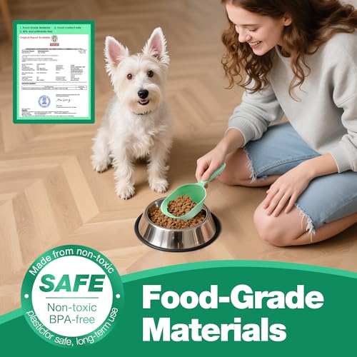 Dog Food Scoop 2 Pack, Pet Cup Capacity Cat Food Scooper With Measuring Lines For Dog, Puppy and Cat Coffee Bean, Flour Scoop Light Green - color: Light Green