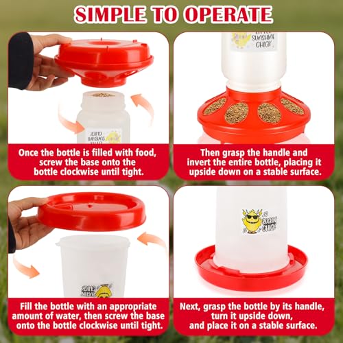 Chicken Feeder and Waterer Set with Chick Perch, Cool Baby Chick Feeder and Waterer Set, Chick Waterer, Baby Chicken Supplies for Small Poultry Chicks Ducks Quail Pigeons Birds(RED)