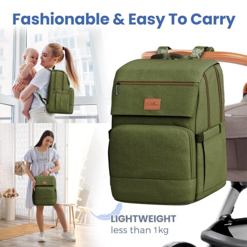 Baby Diaper Bag Backpack - Large Bag for Boys & Girls, Waterproof Diaper Backpack - Baby Shower Gifts for Boys - Toddler Diaper Bag with Changing Pad - Large Capacity, Wide Opening Easy Access - color: E. Army Green, style: Classic