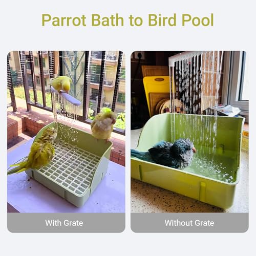 Bird Bath, Automatic Parrot Shower Bath with Pump, Birds Shower Bathtub with Running Water, Birdcage, Medium Birds Parakeets Budgies Cockatiels Conures Finches Lovebirds - color: Green Rectangle