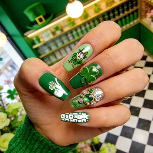 PH PandaHall 3pcs St. Patrick's Day Nail Stamping Plates, Lucky Shamrock Clovers Nail Art Templates Stainless Steel Image Plate Stencils with Tool for Women DIY Print Manicures Salon Design Supplies - style: St. Patrick's Day