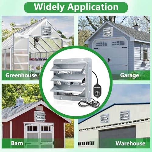 Shutter Exhaust Fan, 7'' Wall Mount Attic Fans w/Speed Controller,760CFM, Chicken Coops Vent Fan for Greenhouse, Gable, Barn, Garage, Shed Ventilation Fan - color: With Speed Control, size: 7inch
