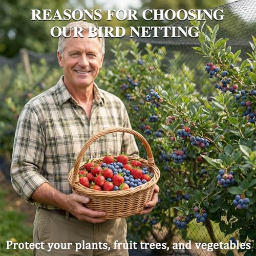 15 x 30 FT Bird Netting,1/2" Mesh Garden Netting,100PCS Zip Ties | Heavy Duty Bird Net Poultry Netting Fence for Chicken Coop,Fruit Trees,Plants and Vegetables Against Birds, Deer, Squirrels - size: 15 x 30 FT