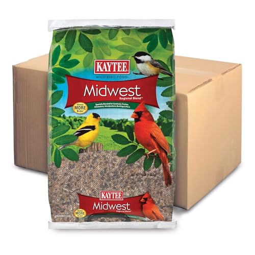 Kaytee Midwestern Regional Seed Blend for Cardinals, Finches, Chickadees, Woodpeckers and Other Outside Wild Birds, 14 Pound Box - size: 14 Pound (Pack of 1), style: Midwest