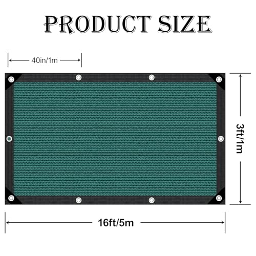 Garden Shade Cloth 80% Sun Shade Cloth with Grommets,Pergola Shade Cover Canopy,Mesh Tarp Sun Screens for Patio,Outdoor,Garden,Backyard[Green 3×16FT] - size: 3×16FT