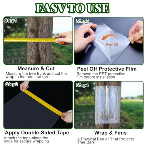 Iguana Tree Wrap 65" L X 16" W Squirrel Baffle for Bird Feeder Poles Plastic Tree Trunk Protector Guard Reusable Squirrel Guard Tree Wrap Clear Anti-Climbing Tree Barrier with Adhesive Tapes - size: 65x16IN