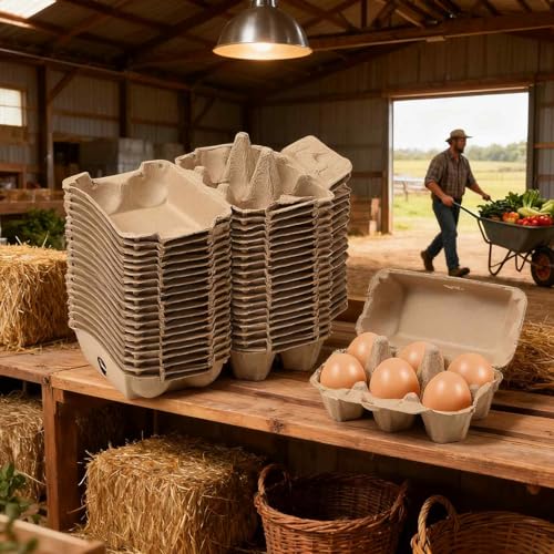 20 Pack Egg Cartons Cheap Bulk, 6 Count Egg Storage Containers Holder, Sturdy Natural Pulp Material Perfect for Storing Extra Eggs - color: 6 Count, 20 Pack