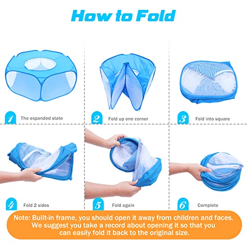 Small Animal Playpens with Top Cover, Foldable Breathable Small Pets Cage Tent Outdoor Indoor Portable Play Pen for Guinea Pig Hedgehog Hamster Cat Rabbit Bunny Puppy Ferret Rat Chicks (Blue) - color: Blue
