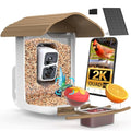 birdsnap® PAV Bird Feeder with Camera Solar Powered 2K Live Video 64GB Card | AI Bird Species Identification, Instant Arrival Alerts, IP65 Waterproof, Wild Bird Feeders for Outdoors, Gift for Bird Lovers - color: Light Brown