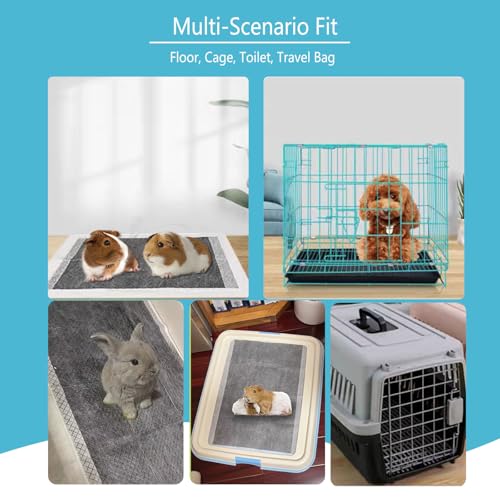 Guinea Pig Pee Pads, Disposable Rabbit Cage Liners, Charcoal Odor Controlling Absorbent Waterproof Pee Pads for Hamster, Bunny, Ferret, Chinchilla and Other Small Animals (24" x 18", 60 PCS) - size: 23.6" x 17.7" - 60PCS