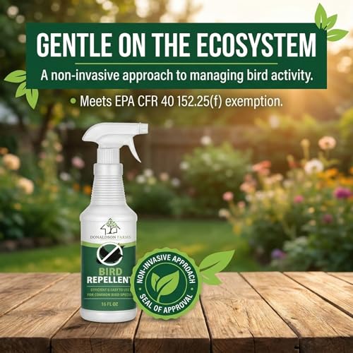 Bird Repellent Spray, Outdoor Formula for Roofs & Home,16oz | Keep Birds Away – Pigeon, Woodpecker, Sparrow, Duck & Goose Deterrent, Efficient Bird Spray for Yards, Patios, Balconies