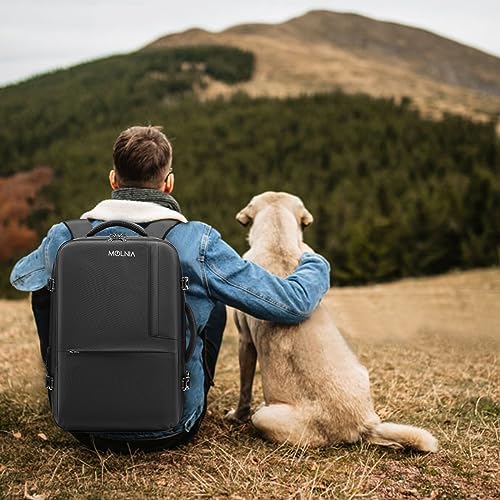 MOLNIA 50L Expandable Travel Backpack for Men Women, Carry On Backpack Airline Approved, Suitcase Backpack with Packing Cubes, Water Resistant Luggage Backpack Daypack Weekender Bag, Black - color: Black With Packing Cubes