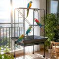 64 Inch Birdcage Stand with Wheels, Indoor Outdoor Parrot Playstand with Bowls,Perches and Ladders, Lockable Caster, for Macaw, African Grey, Cockatoo, Parakeet