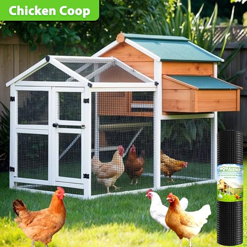 PVC Coated Welded Wire Fence,1 inch 48 in x 50 ft,Chicken Wire,Black Metal Fence Mesh Wire Roll,Garden Fencing Welded Wire Mesh for Pet Enclosures,Vegetable,Poultry and Agricultural Use - color: Black, size: 1"x1" 48inx50ft