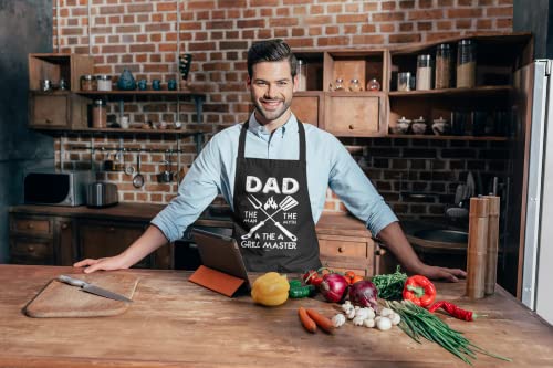 VAGAVY 100% Cotton, Black Funny Aprons for Men, Dad, Husband - Birthday, Father’s Day Grilling Gifts for Papa, Husband. - color: Dad the Legend
