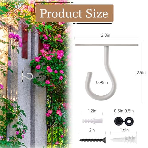 6Pack 2.5In Ceiling Hooks for Hanging Plant, Wall Hanger Plant Holder White | Hang planters, flower baskets, wind chimes, lanterns, lights, bird feeders, metal hook for indoor & outdoor porch, home decor - size: 2.5Inch 6Pack-White