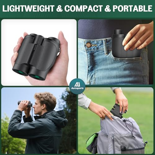 Aurosports 16x32 Binoculars for Adults and Kids - 16x High Power Binoculars for Detail Observation - Low Light Vision Easy Focus Compact Binocular for Bird Watching Hunting Travel Gifts for Men - size: 16x32
