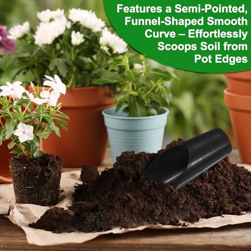 M METERXITY 6-Pack Bonsai Soil Scoops, Plastic Garden Soil Scoops Bucket Shovel Potting Scoopers for Transplanting/Flower Planting/Plant Succulent, Colorful Small Gardening Tools [Black] - color: Black