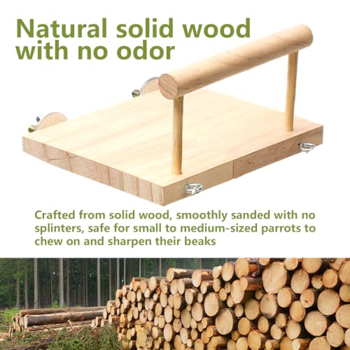 Bird Perch Platform with Mirror, Wooden Climbing Ladder(with Mirror) | Swing Toys with Hanging Chewing Balls,Parrot Cage Accessories - color: Mirro