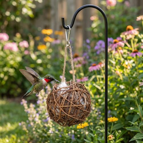 Totority Bird Nesting Material Holders, Hanging Cotton-Filled Garden Decor | 3Pcs Hanging Wood Holders Filled with Cotton Material for Seasonal Garden Displays and Outdoor Bird-Watching Areas