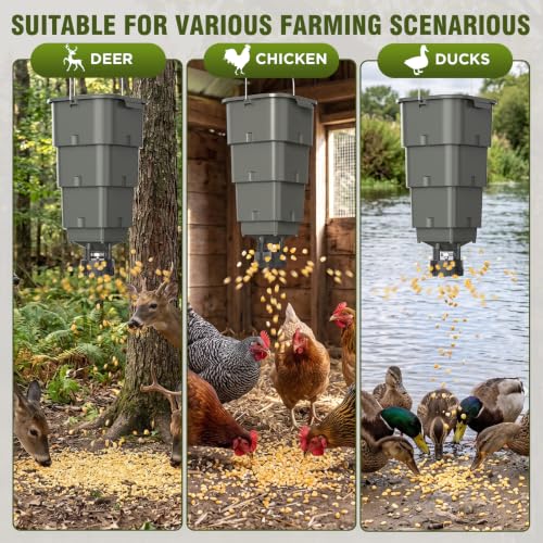 5 Gallon Hanging Deer Feeder with Programmable Digital Timer (4 Feed Times) | Automatic Game Feeder，Easy Installation,Batteries Not Included