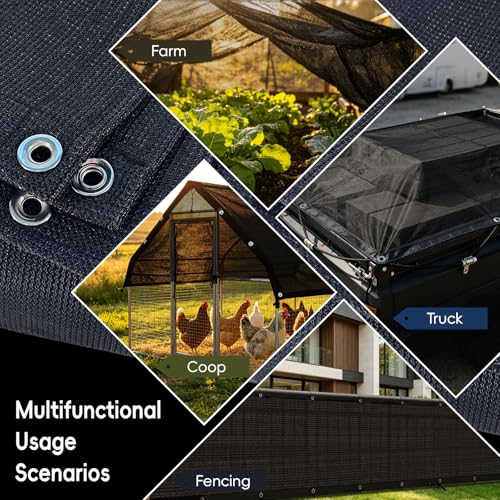 70% Black Shade Cloth 12x26 ftHeavy Duty Mesh Tarp with Grommets Weather-Resistant Sun Shade Netting for Dump Trucks Pergola Greenhouse Chicken Coop Patio Plants Growing Outdoor Protection - size: 12x26 ft