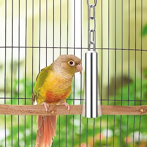 Wontee Stainless Steel Bell Toy Bird Cage Hanging Bite Toy for Parrot Parakeet Budgie Cockatiel Conure African Greys (L) - size: L