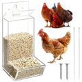 Hushee 1 Pack Acrylic Oyster Shell and Grit Feeder for Chickens, Clear Automatic Chickens Feeder with Lid Chicken Coop Accessories Multiple Installation Methods for Hens Chicks Cages Wall Pillar
