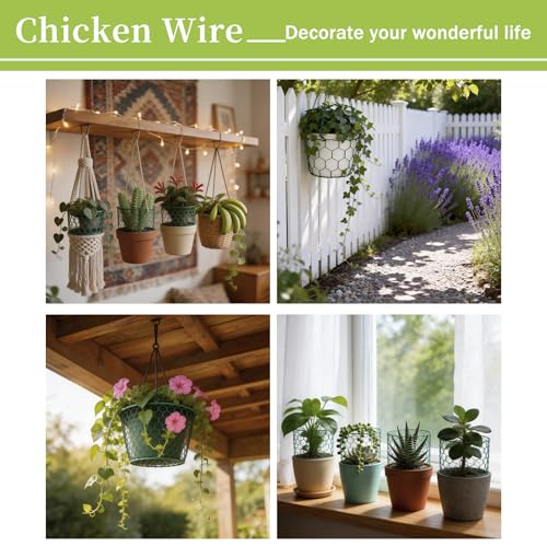 Floral Chicken Wire, Chicken Wire for Floral Arrangements for Reinforce Fencing 4 x 118 Inch Hexagonal Galvanized Mesh Fence with Gloves Ties & Cutter
