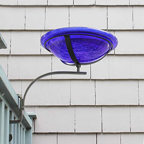 Achla Designs CGB-01CB-RM 12 Inch Cobalt Blue Crackle Rail Mount Bracket Birdbath - color: Cobalt Blue
