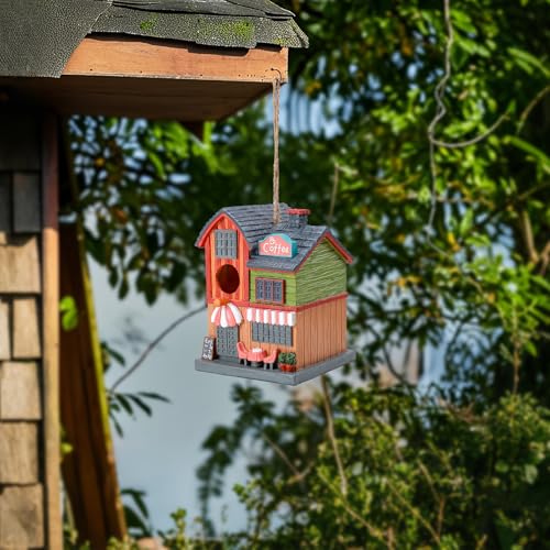 Yinns Bird House for Outdoor, Decorative Store Bird Houses for Garden Decor | BirdHouse for Outside Nesting, Decorative Coffee Store House WaterProof Bird Houses for Yard Garden Decor - color: Colorful Coffee house