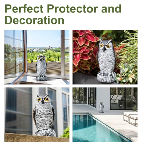 OFFO Fake Owls, Plastic Owl Statue to Decorate The Garden, Porch Pool Patio Yard, Halloween Decorations for Outdoor Garden, 8.3-Inch Height, Brown and White - color: Round Ear Owl Brown, size: 8 in