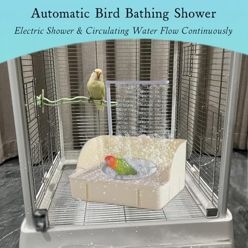 Automatic Bird Bath Shower with Pump, Waterfall Parrots Birdbath Bowl Bird Large Bathtub - USB Electric Parrot Water Bathtub - Perfect for Parakeet/Cockatoo/Parakeet/Cockatiel/ Lovebird/Budgie(Pink) - color: Pink