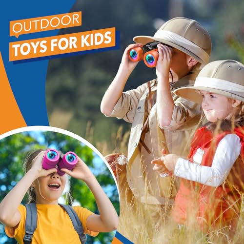 3-8 Year Old Boy Girl Toys: LET'S GO! Shockproof Binoculars for Kids Bird Watching 3 4 5 6 7 Year Old Boys Girls Outdoor Travel Toy for Kid Ages 4-7 Toddler Toy Binoculars Christmas Stocking Stuffers - color: Orange