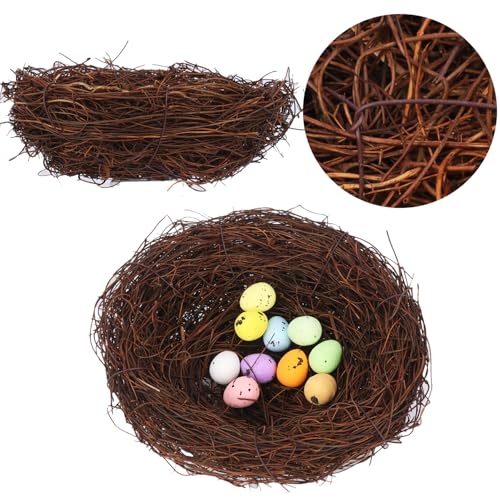 15 PCS 5.9 Inch Artificial Bird Nest for Crafts, Handicraft Rattan Bird's Nest, Small Bird Nest, Bird Nest Decorating Kit for Holiday, Table, Garden, DIY Terrarium Decor - size: 15 PCS 5.9 Inch