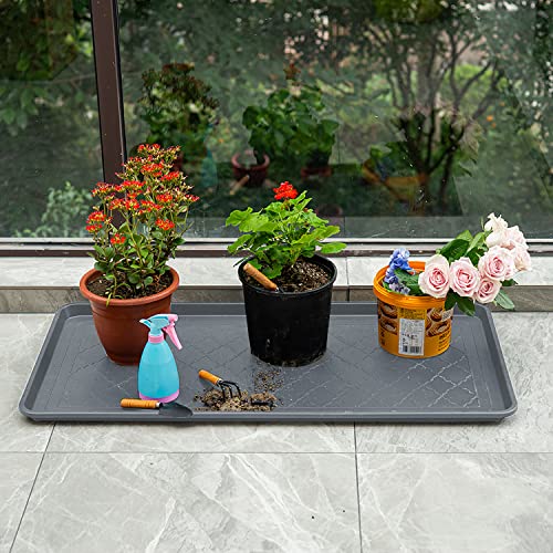 Boot Tray Extra Large 40"x20" - All-Weather, Multi-Purpose | Water-resistant recycled polypropylene, 1.25" raised edges – ideal for mudroom, entryway, garage, pet feeding mat or potted - style: Grey