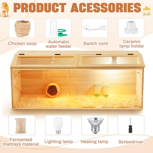 CroBlissful 40 x 16 x 16 in Brooder Kit Box for Chicken Quails Indoor Outdoor with Leg Stand Sliding Door, Bulb Set and Feeder, Baby Chicken Coops for Ducks, Hamsters, Lizards, Mice, Rat - color: Wooden, size: 40.9"L x 17.7"W x 4.7"H, style: Table Legs